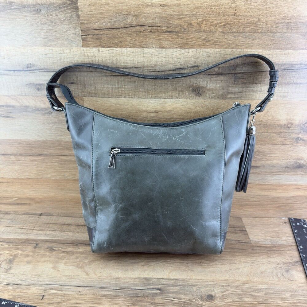 North Style Vintage Handbag Green Leather Shoulder Bag Purse Double Hand…